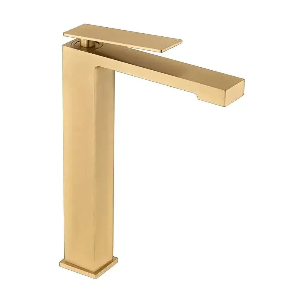 Grifo monomando con caño alto para lavabo hecho de latón con acabado oro cepillado Pisa Imex Imex