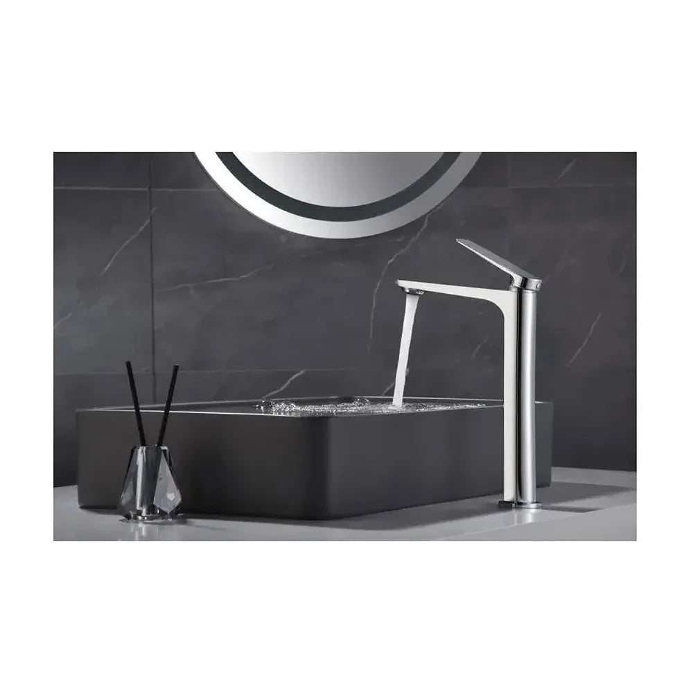 Vista principal de Grifo monomando con caño alto para lavabo fabricado en latón con acabado cromado nápoles Napoles de Imex