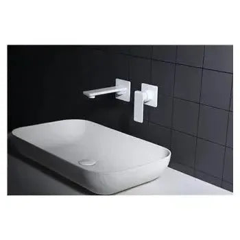 Vista principal de Grifo monomando con un diseño empotrado fabricado en latón de acabado blanco mate Fiyi de Imex