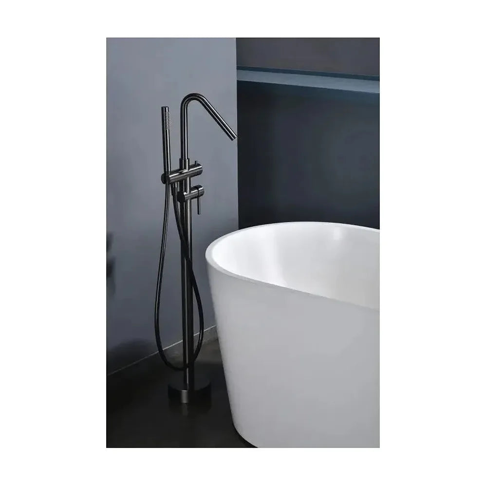 Vista principal de Grifo monomando de bañera con ducha de mano fabricado en latón con acabado black gun metal Corcega de Imex