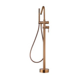 Single lever bathtub faucet with hand shower brass brushed rose gold finish Corcega by Imex