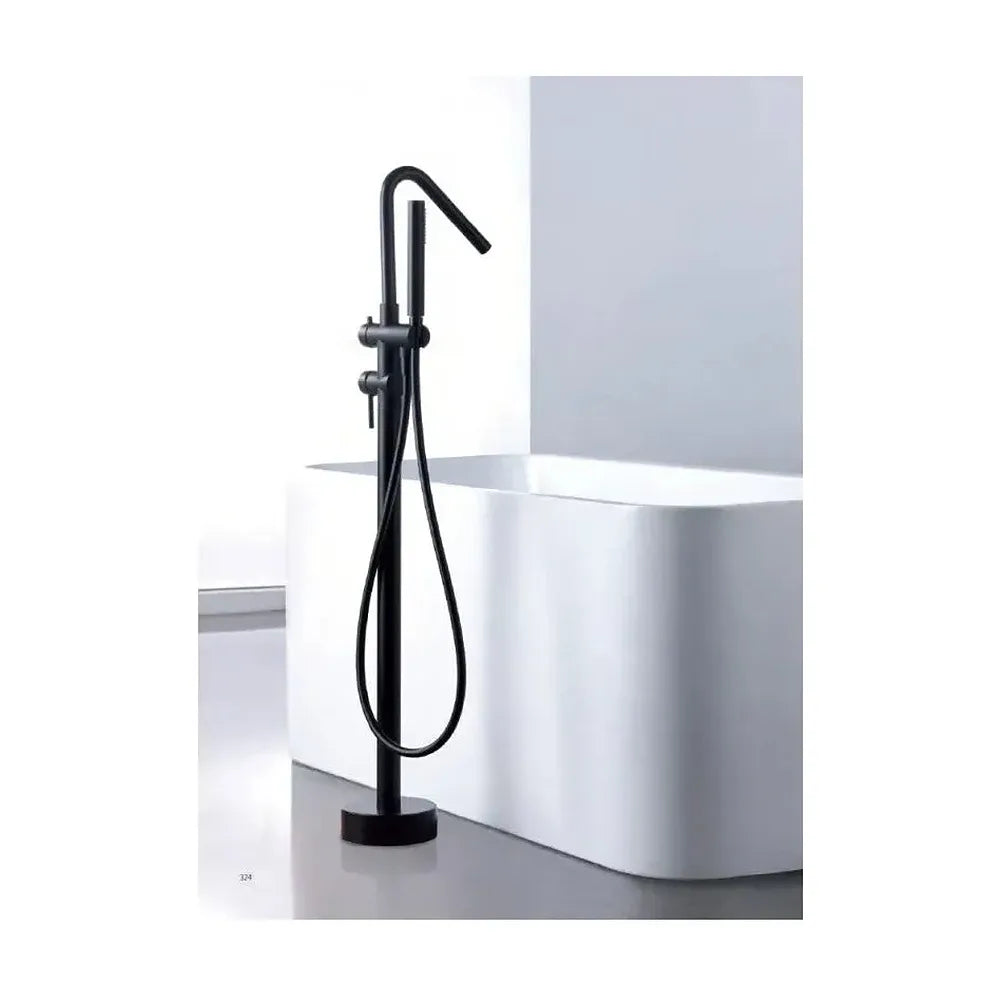 Vista principal de Grifo monomando de bañera con ducha de mano fabricado en latón con acabado negro mate Corcega de Imex