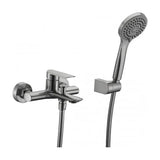 Single lever bath and shower faucet with ceramic cartridge in brushed nickel Ural by Imex