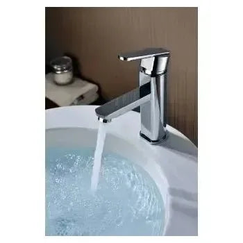 Vista principal de Grifo monomando de latón cdo para lavabo con caño recto y maneta plana 11x18 cm Roma de Imex