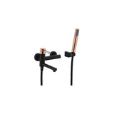 Grifo monomando de pared para bañera fabricada en latón de acabado negro mate y oro rosa Milos de Imex