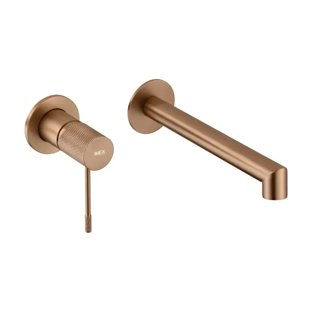 Grifo monomando empotrado para lavabo hecho de latón con acabado oro rosa cepillado Line de Imex Imex