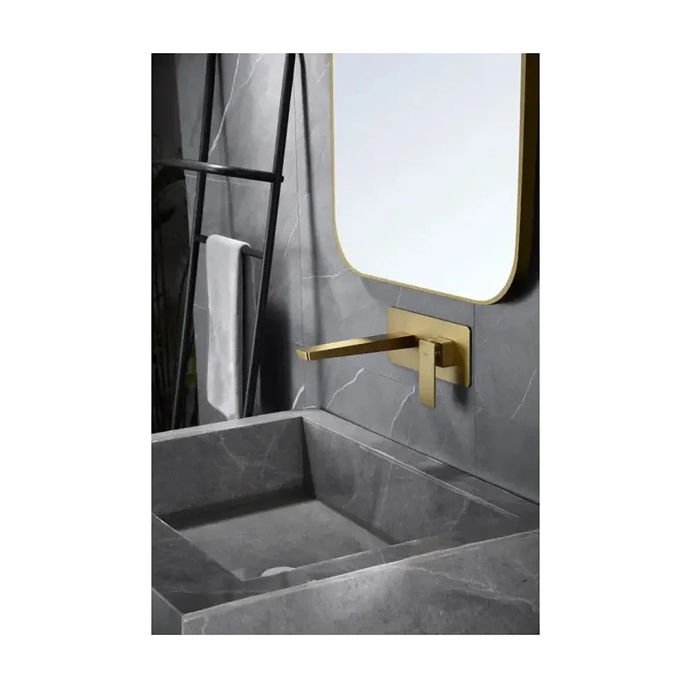 Vista principal de Grifo monomando empotrado para lavabo hecho de latón con acabado oro cepillado Pisa de Imex