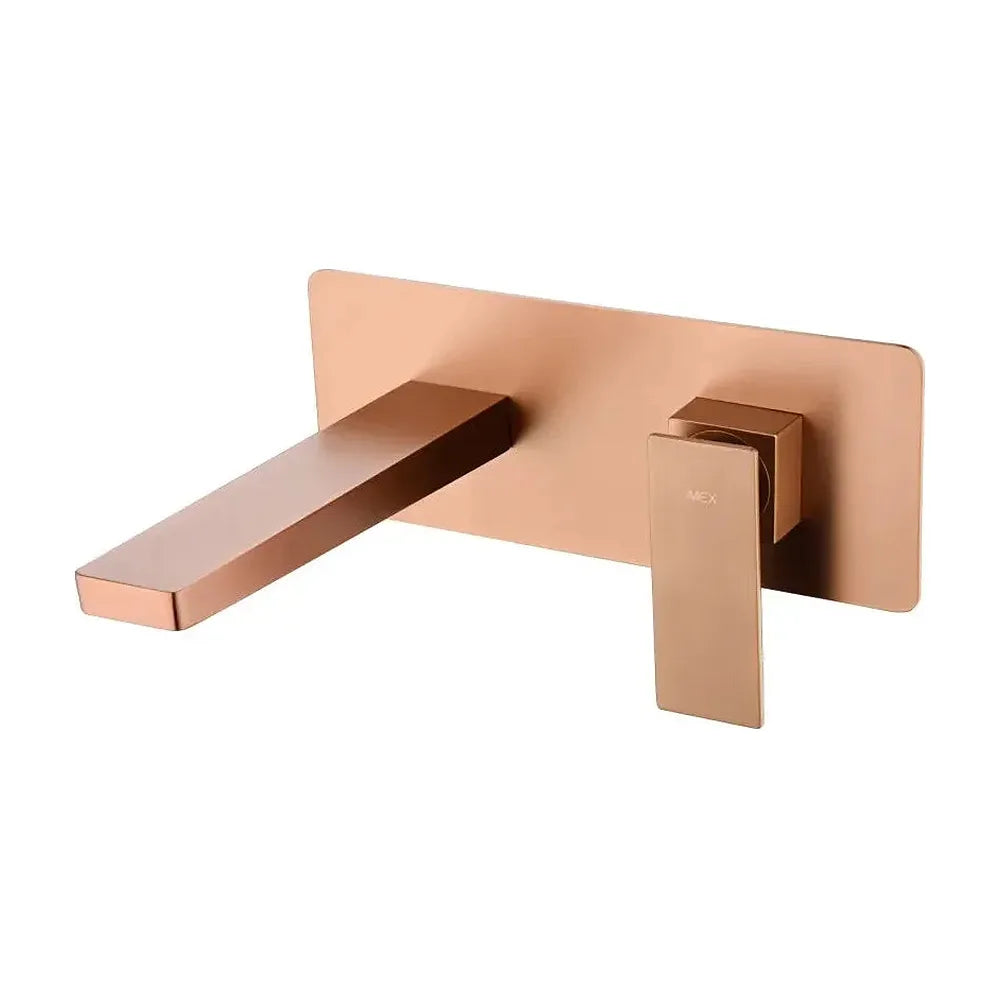 Grifo monomando empotrado para lavabo hecho de latón con acabado oro rosa cepillado Pisa de Imex Imex