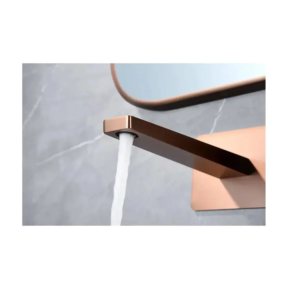 Vista principal de Grifo monomando empotrado para lavabo hecho de latón con acabado oro rosa cepillado Pisa de Imex