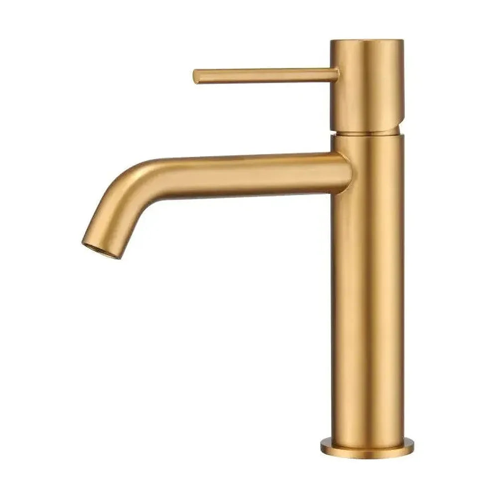 Grifo monomando lavabo cartucho de 25 mm fabricado en latón con acabado oro cepillado Monza de Imex Imex