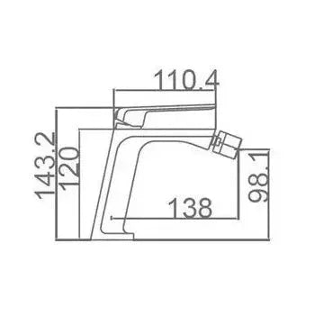 Vista lateral y perspectiva de Grifo monomando para bidé fabricado en latón con discos de cierre cerámico Fiyi de Imex