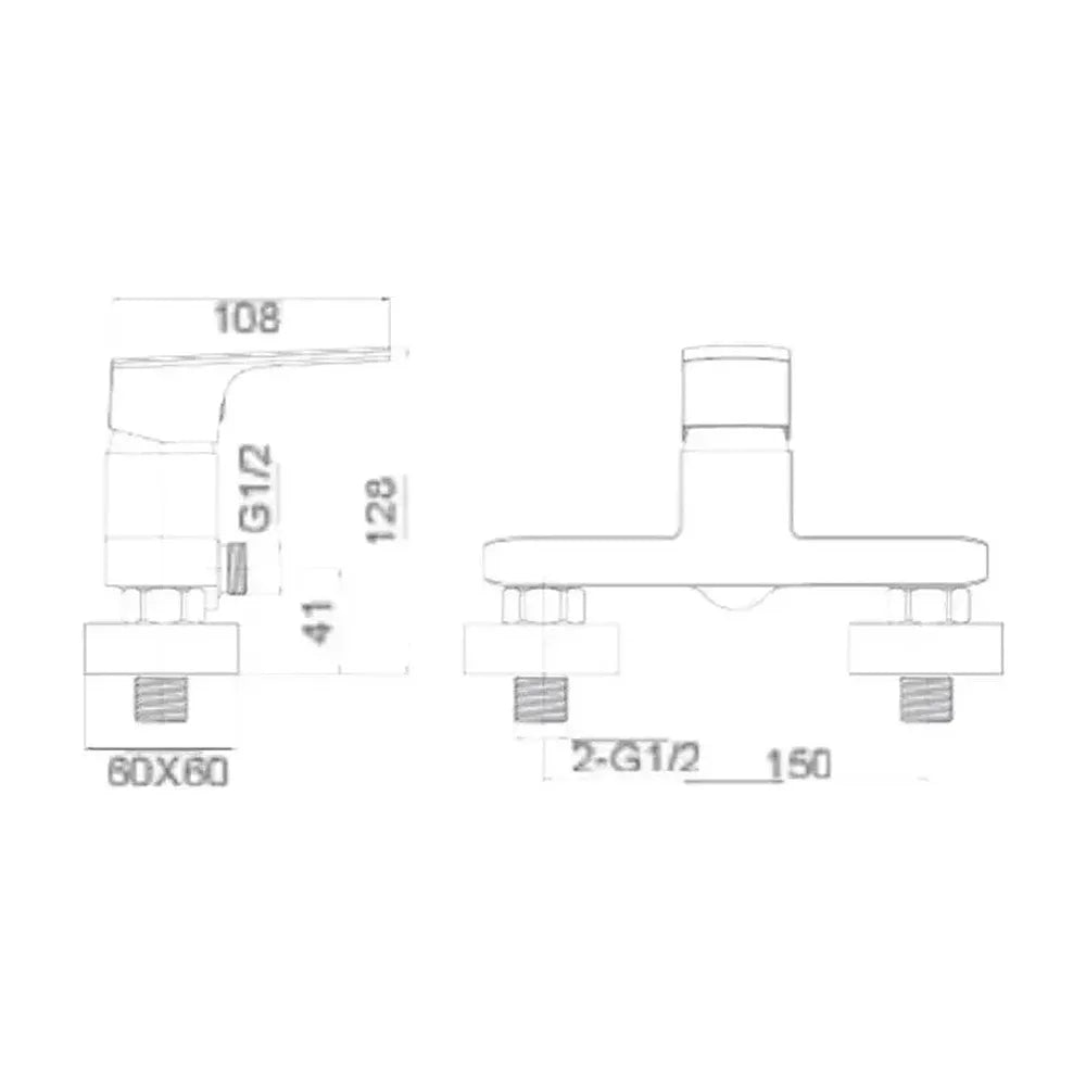 Vista principal de Grifo monomando para ducha de pared fabricado en latón de acabado cromado Bali de Imex