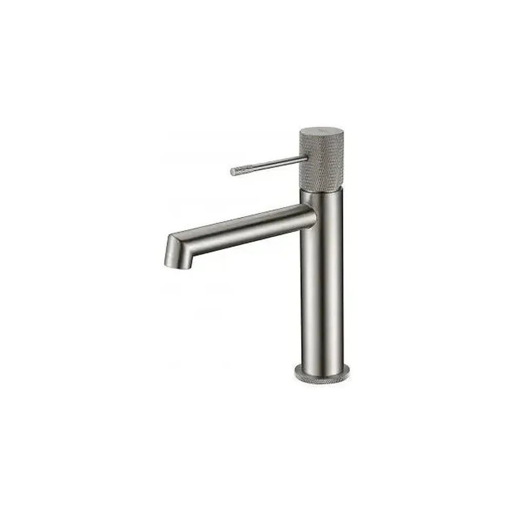Grifo monomando para lavabo con un cartucho cerámico de color níquel cepillado Line de Imex Imex
