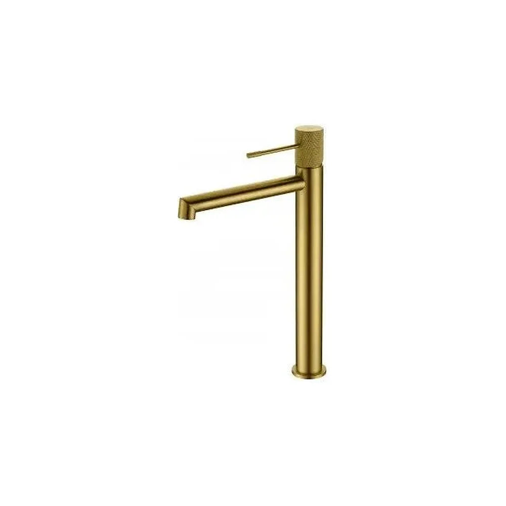 Grifo monomando para lavabo con un diseño de caño alto en color oro cepillado Line de Imex Imex