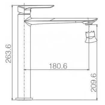 Vista trasera o instalación de Grifo monomando para lavabo con un diseño de caño alto de acabado cromado Ural de Imex