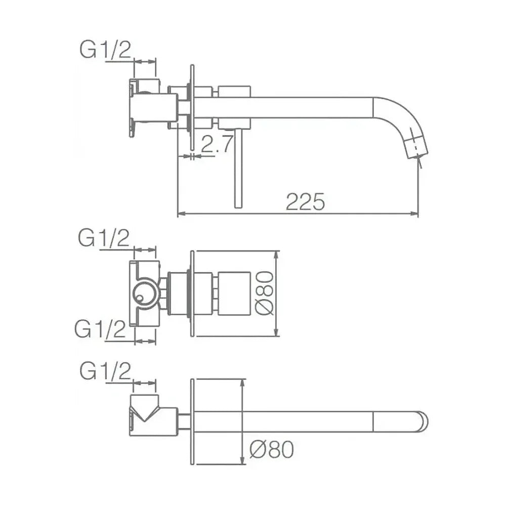 Detalle de acabado y materiales de Grifo monomando para lavabo con un diseño empotrado de acabado cromado stick Milos de Imex