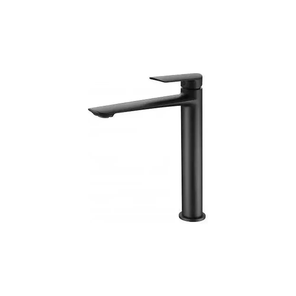 Grifo monomando para lavabo de caño alto con un diseño moderno de acabado negro mate Ural de Imex Imex