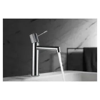 Detalle de funcionamiento de Grifo monomando para lavabo de diseño moderno con un cartucho cerámico de 35 mm Line de Imex