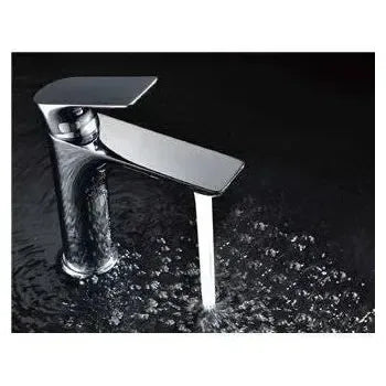 Vista principal de Grifo monomando para lavabo de diseño moderno fabricado en latón de acabado cromado Nassau de Imex