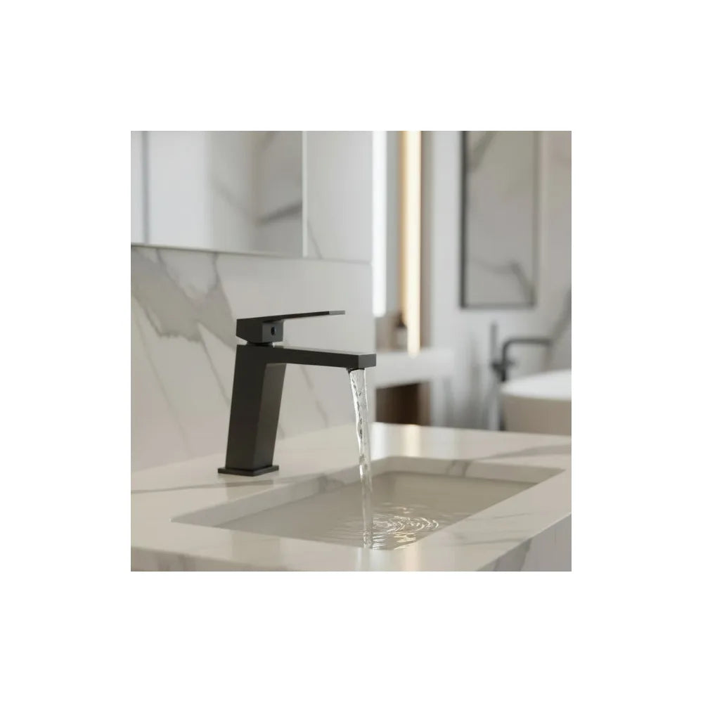 Grifo monomando para lavabo fabricado en latón con acabado negro metalizado Art de Imex Imex