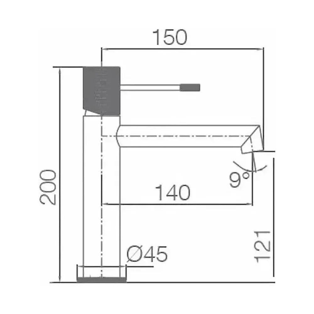 Vista principal de Grifo monomando para lavabo fabricado en latón con acabado oro rosa cepillado Line de Imex