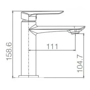 Vista trasera o instalación de Grifo monomando para lavabo negro mate equipado con un cartucho cerámico de 35 mm Ural de Imex