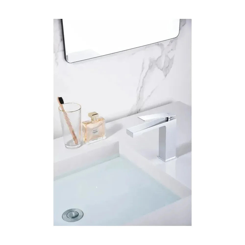 Vista principal de Grifo monomando sobre re para lavabo hecho de latón con acabado cromado Pisa de Imex