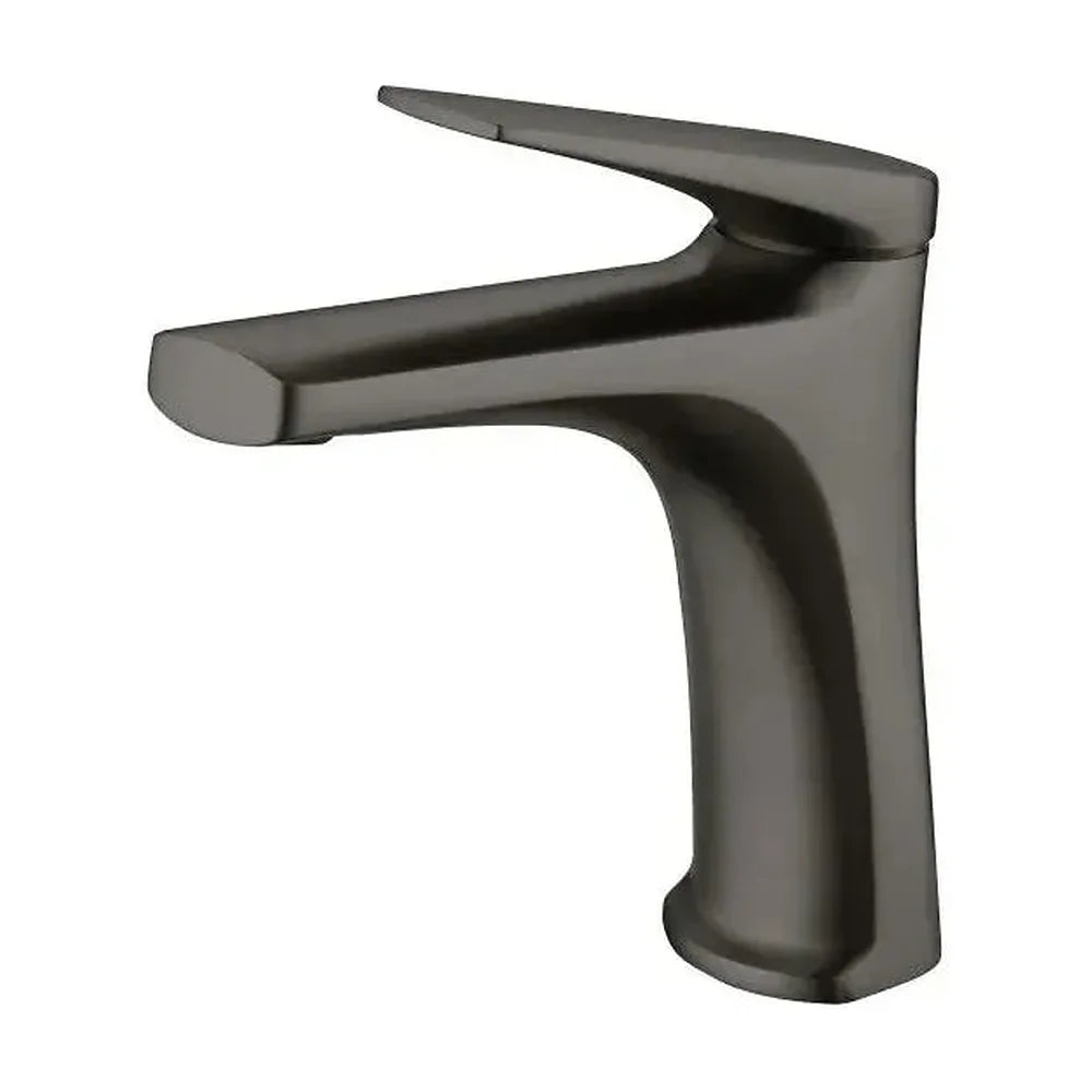 Grifo monomando sobre repisa para lavabo fabricado en latón con acabado negro metalizado Delos de Imex Imex