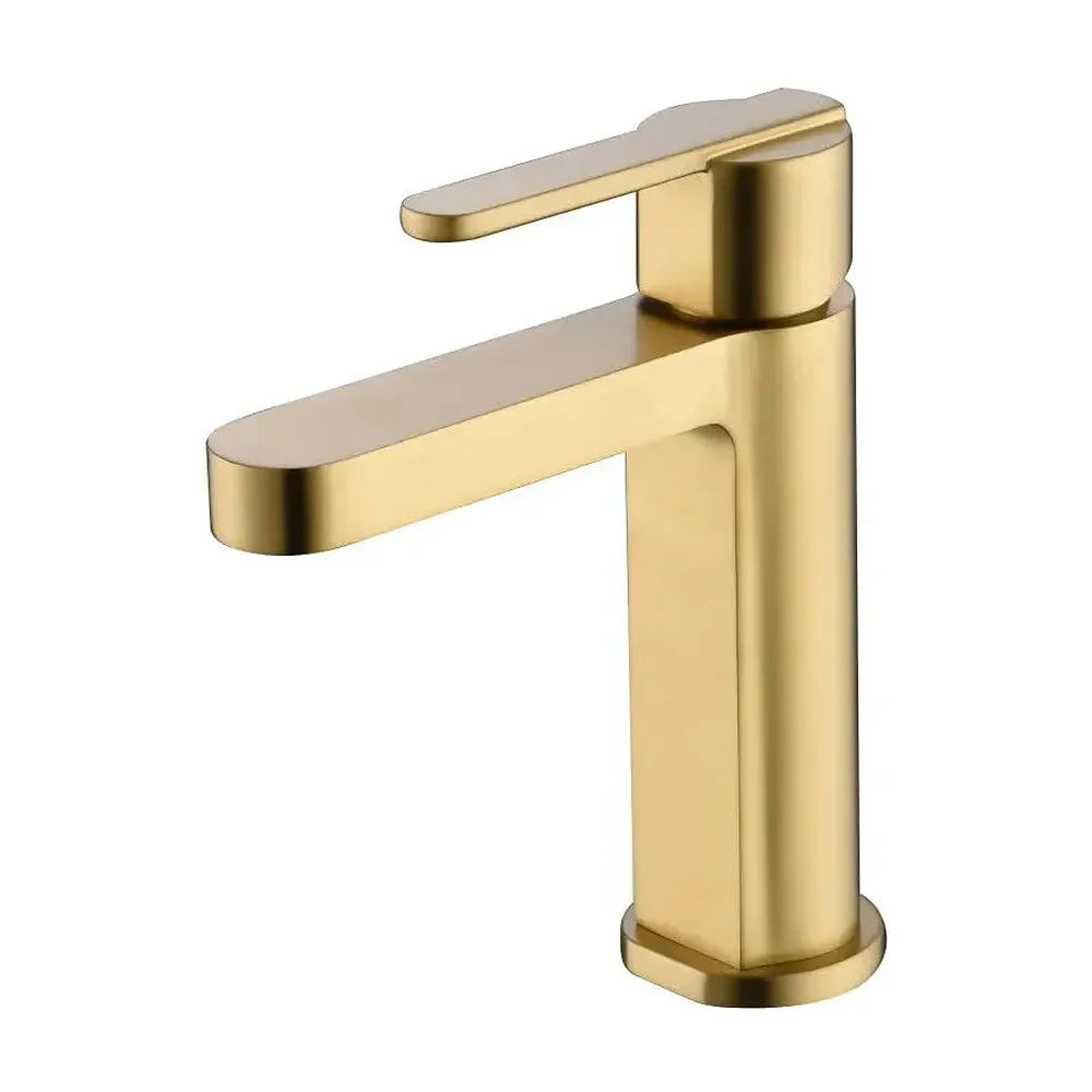 Grifo monomando sobre repisa para lavabo de latón con acabado oro cepillado Roma de Imex Imex