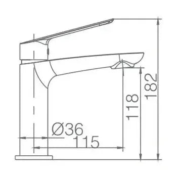 Vista lateral y perspectiva de Grifo para lavabo negro mate de repisa fabricado en latón con un estilo moderno Luxor de Imex