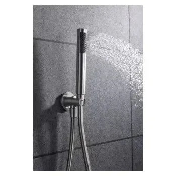 Detalle de funcionamiento de Grifo termostático para bañera o ducha fabricado en acero inoxidable de acabado cromado...