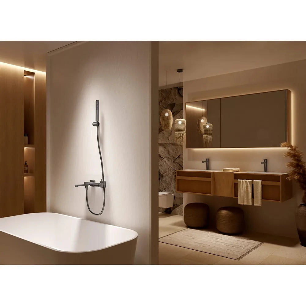 Plano o detalle técnico de Kit baño/ducha monomando Firenze negro mate Imex