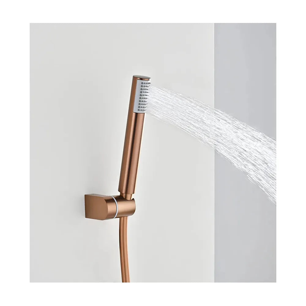 Vista en conjunto ambientada de Kit baño/ducha termostático Bless oro rosa cepillado Imex