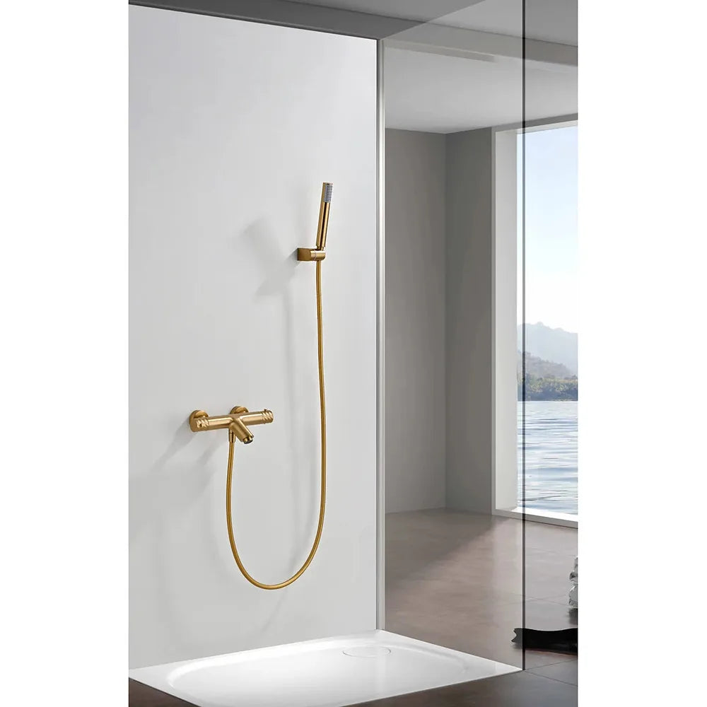 Plano o detalle técnico de Kit baño/ducha termostático Bless oro cepillado Imex