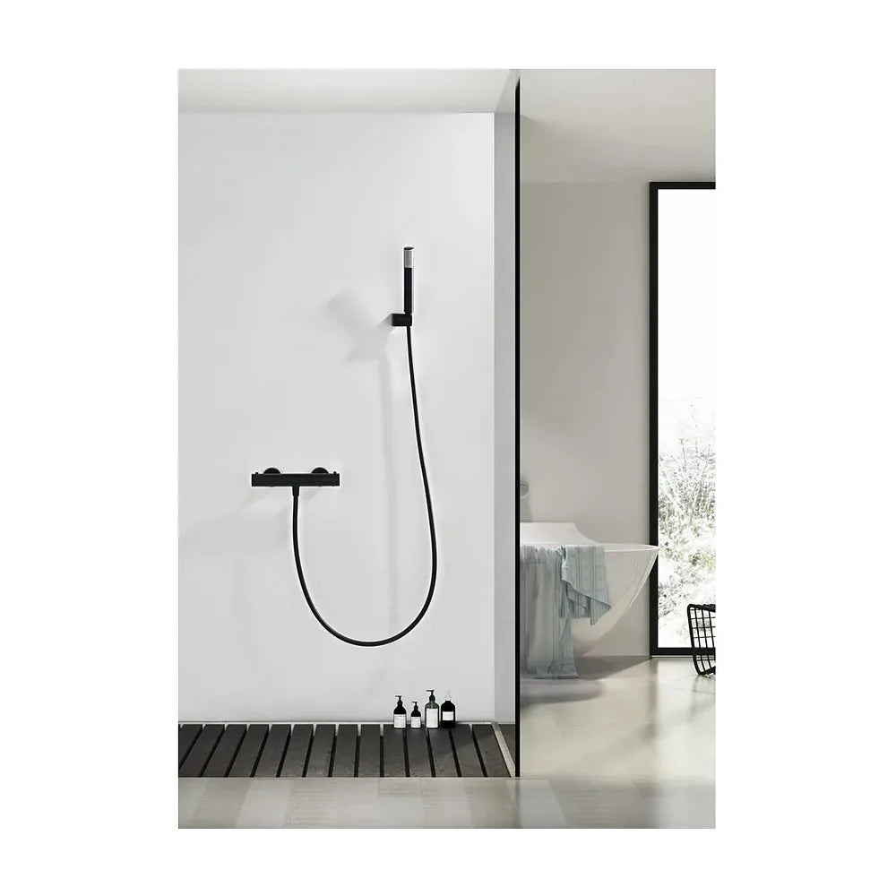Plano de medidas y cotas técnicas de Kit ducha termostático Bless negro mate Imex