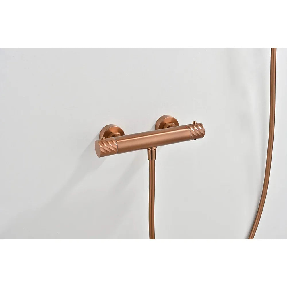 Plano o detalle técnico de Kit ducha termostático Bless oro rosa cepillado Imex (vista 3)