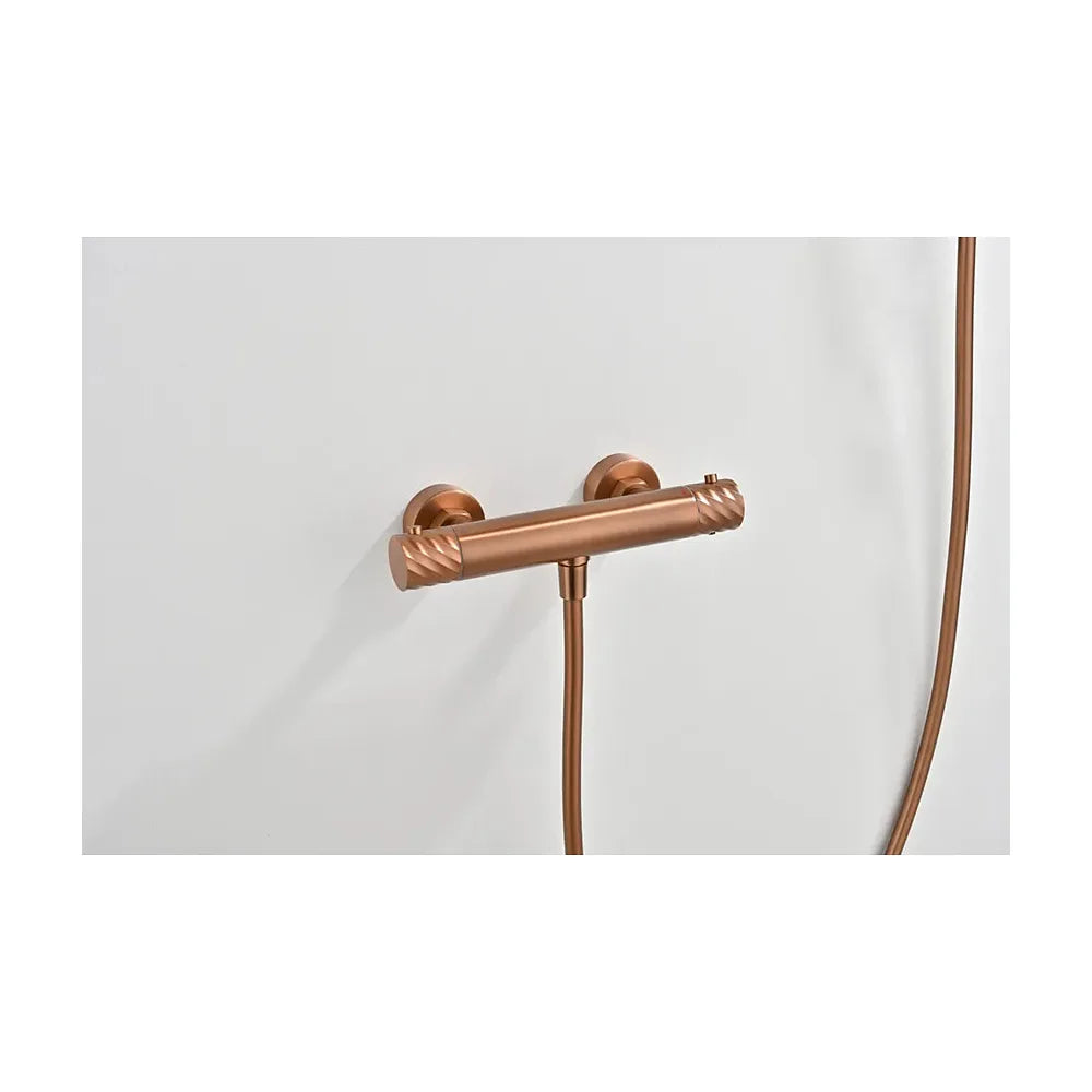 Plano de medidas y cotas técnicas de Kit ducha termostático Bless oro rosa cepillado Imex