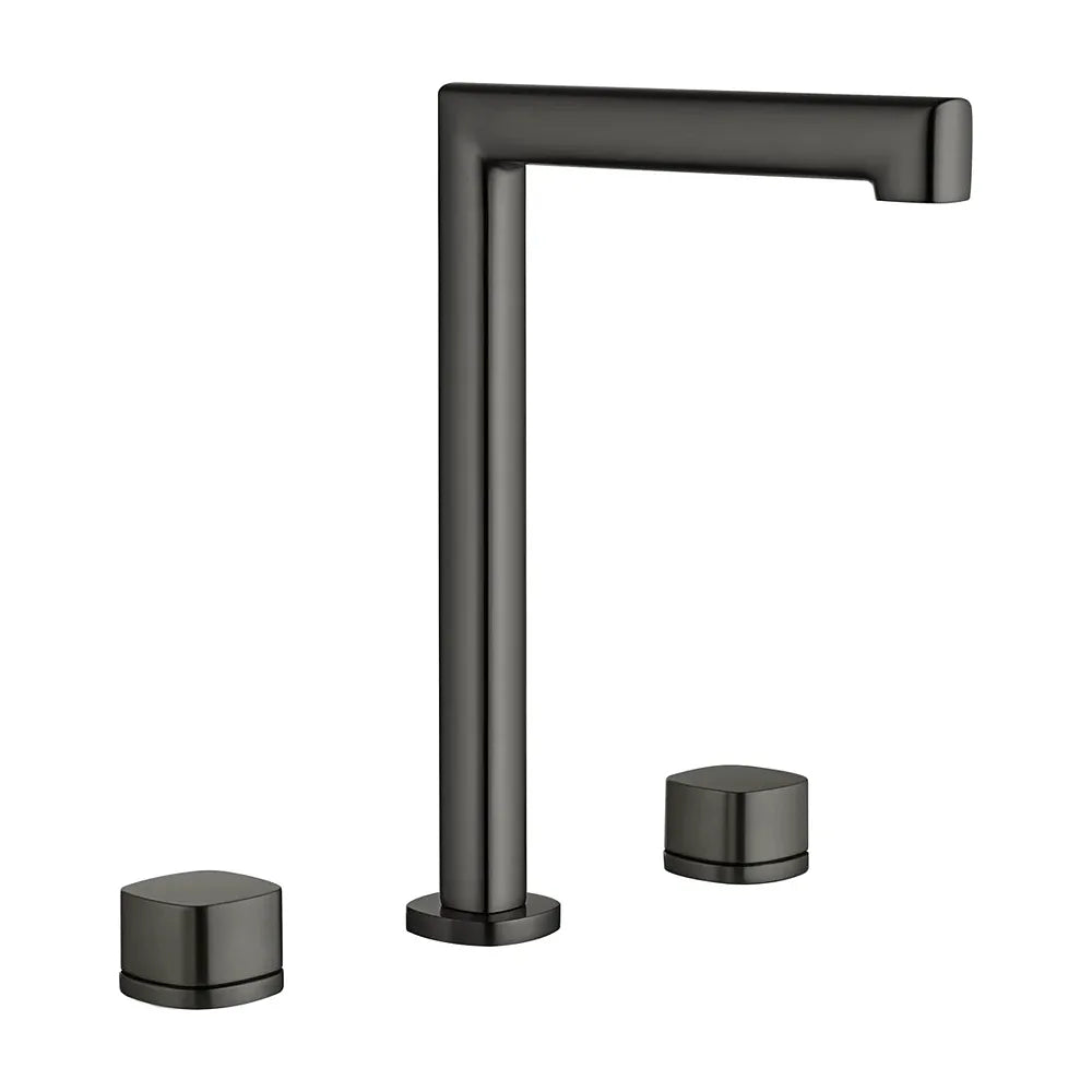 Detalle de funcionamiento de Lavabo bimando sobreencimera caño alto Toscana black gun metal Imex