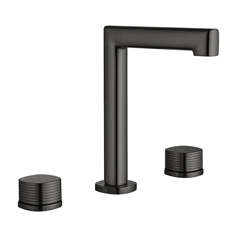 Detalle de acabado y materiales de Lavabo bimando sobreencimera caño bajo Firenze black gun metal Imex