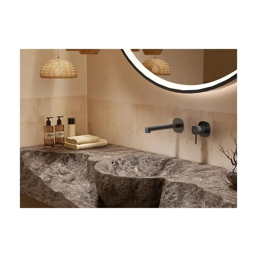 Vista trasera o instalación de Monomando empotrado lavabo Firenze black gun metal Imex