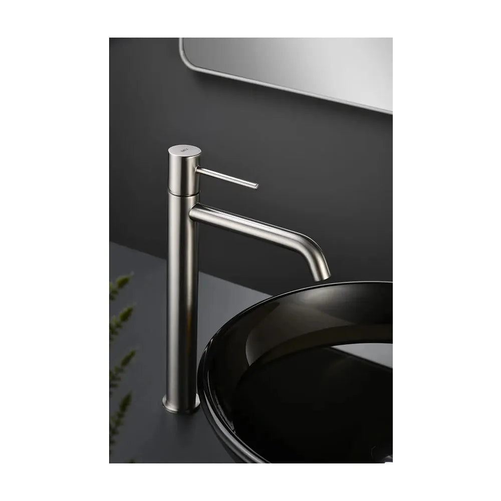 Vista trasera o instalación de Monomando lavabo alto Monza níquel cepillado Imex