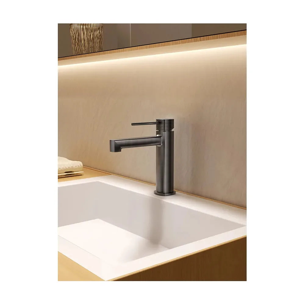 Plano de medidas y cotas técnicas de Monomando lavabo Firenze níquel cepillado Imex