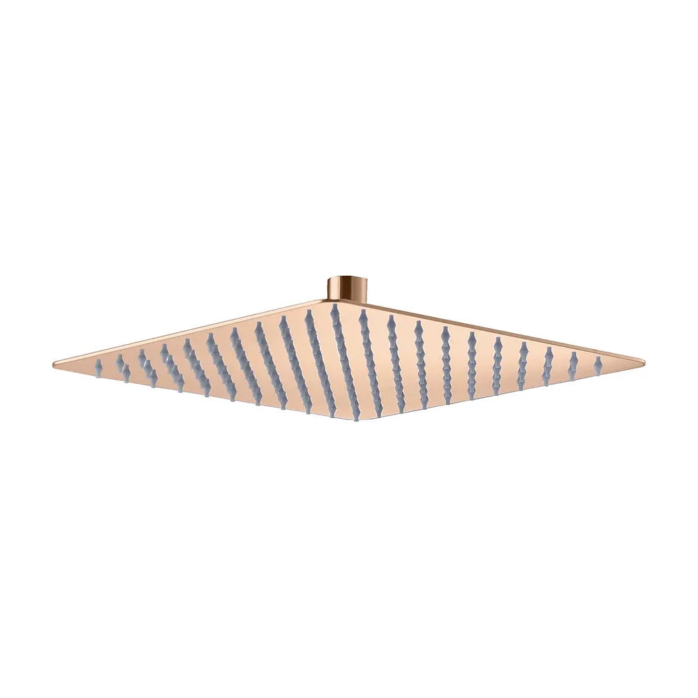 Vista lateral y perspectiva de Rociador cuadrado 20x20 oro rosa brillo Imex