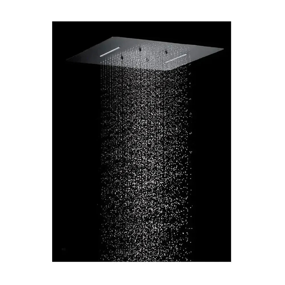 Vista principal de Rociador para ducha con 3 funciones y un diseño extraplano de color negro mate de Imex
