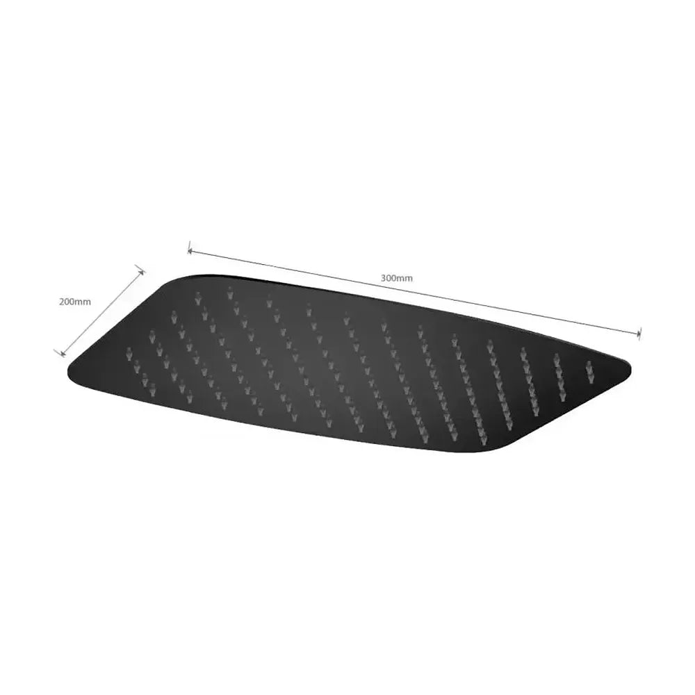 Vista principal de Rociador para ducha rectangular con un diseño extraplano de acabado negro mate de Imex