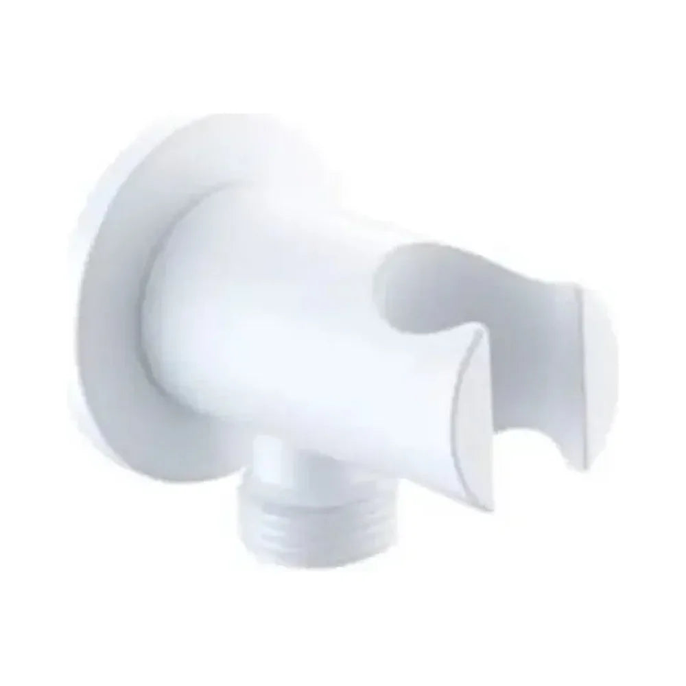 Salida de flexo y soporte para ducha de base circular fabricado en latón de acabado blanco de Imex Imex