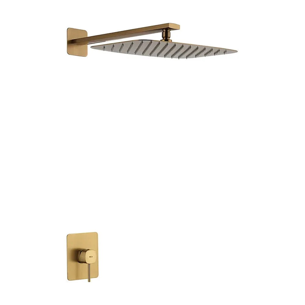 Set monomando empotrado 1 vía Firenze con rociador oro cepillado Imex Imex
