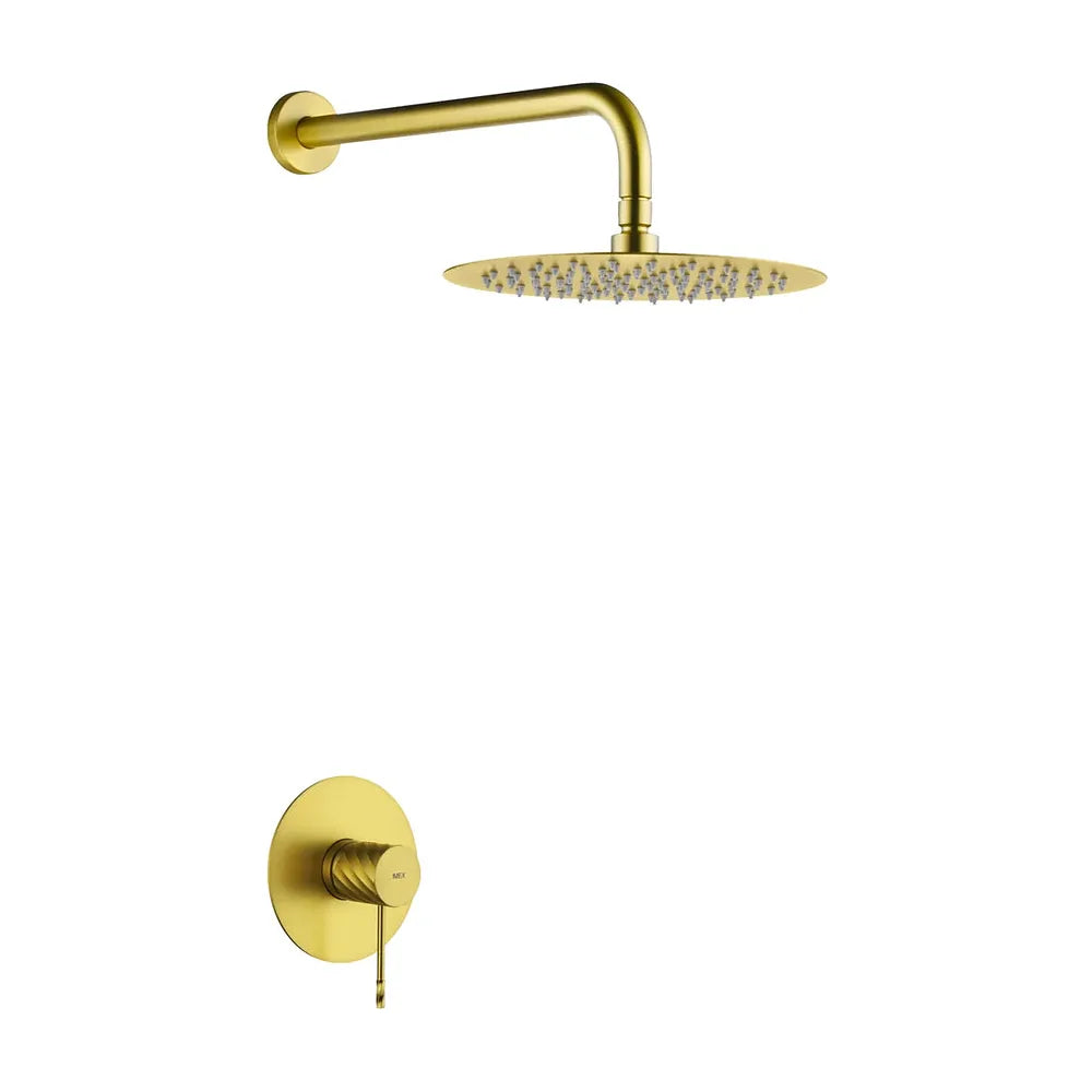 Set monomando empotrado 1 vía Genova con rociador oro cepillado Imex Imex
