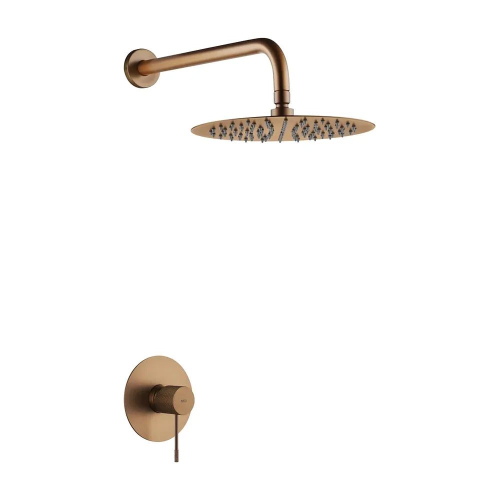 Set monomando empotrado 1 vía Line con rociador oro rosa cepillado Imex Imex