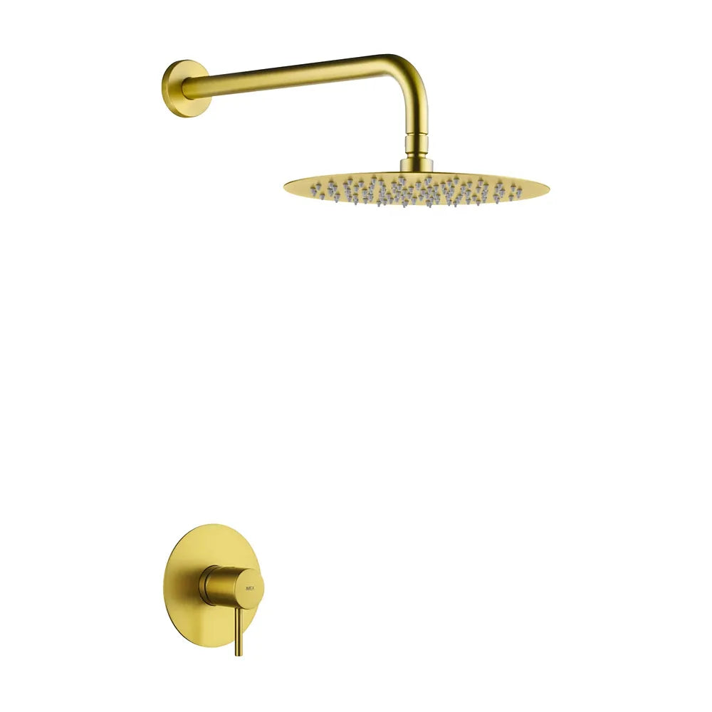 Set monomando empotrado 1 vía Monza con rociador oro cepillado Imex Imex